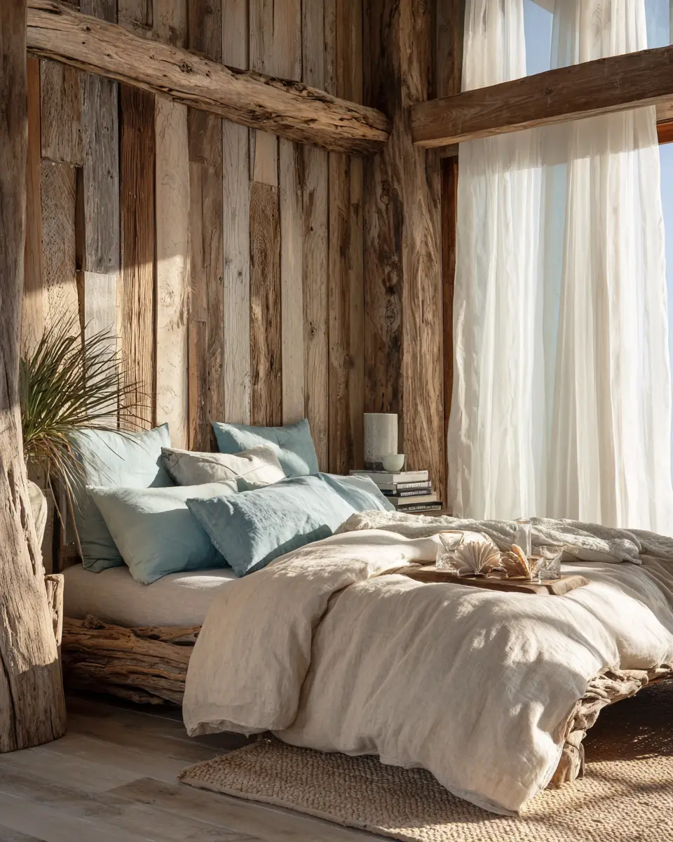 Natural Wood Coastal Bedroom Decor Ideas