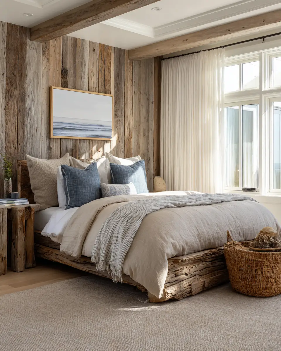 Natural Wood Coastal Bedroom Decor Ideas