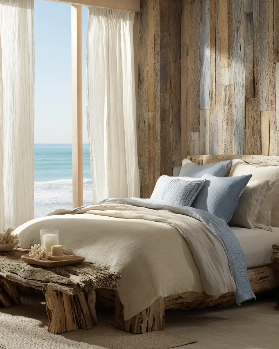 Natural Wood Coastal Bedroom Decor Ideas