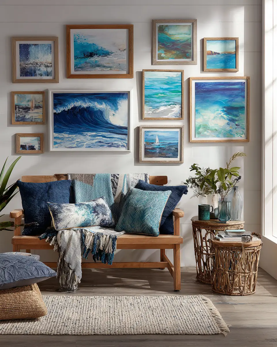Natural Wood Coastal Living Room Decor Ideas