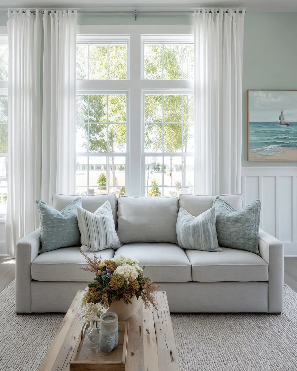 Natural Wood Coastal Living Room Decor Ideas