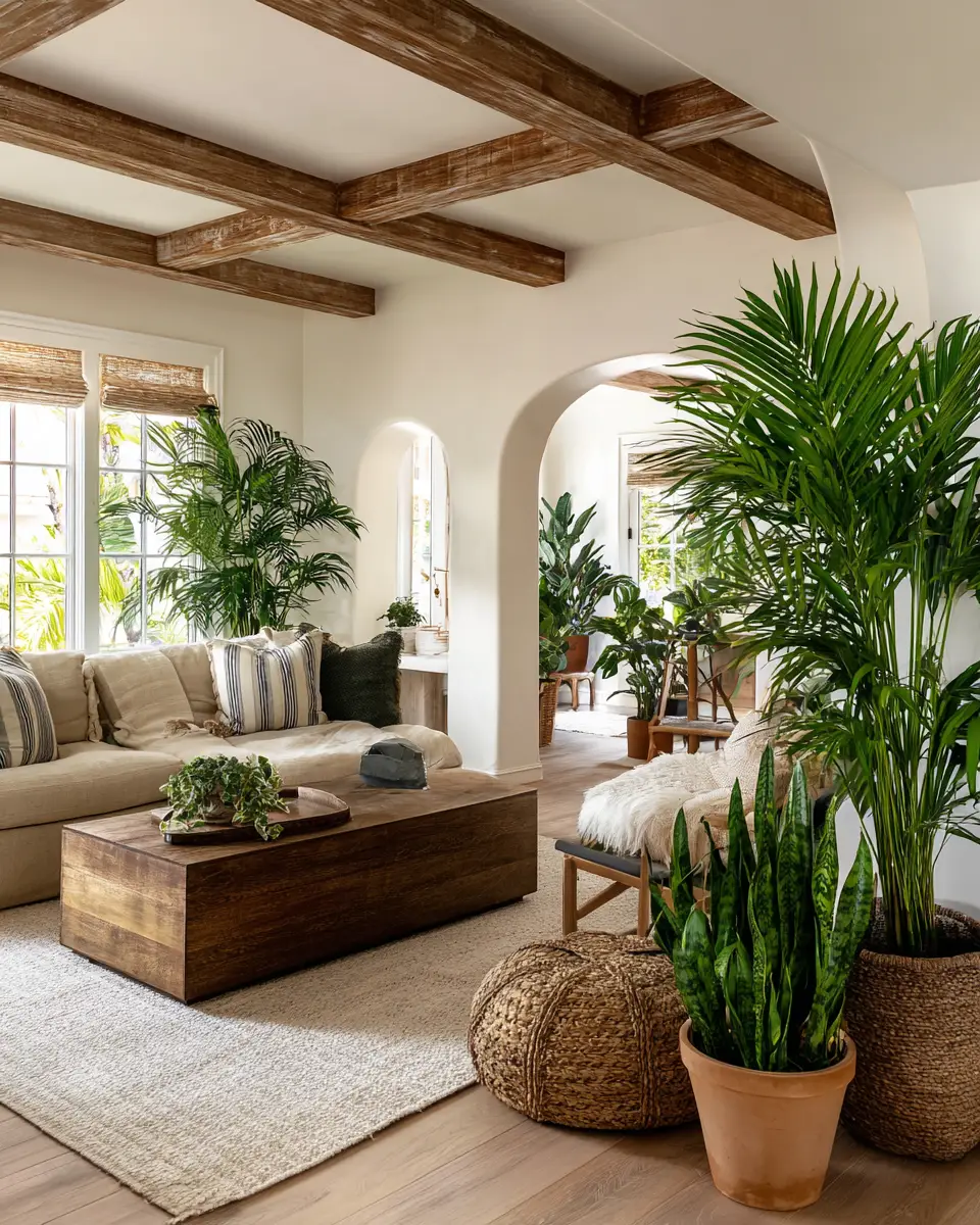 Natural Wood Coastal Living Room Decor Ideas