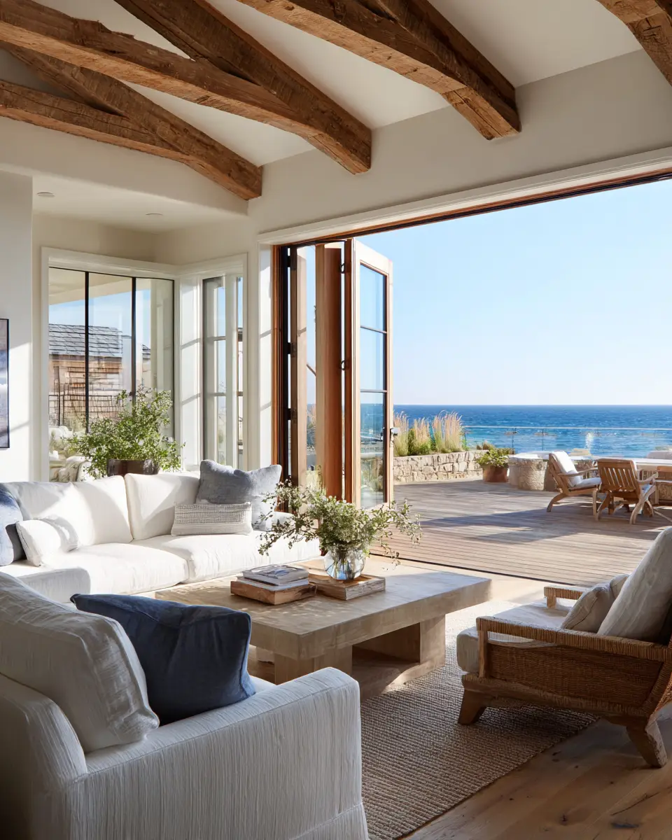 Natural Wood Coastal Living Room Decor Ideas