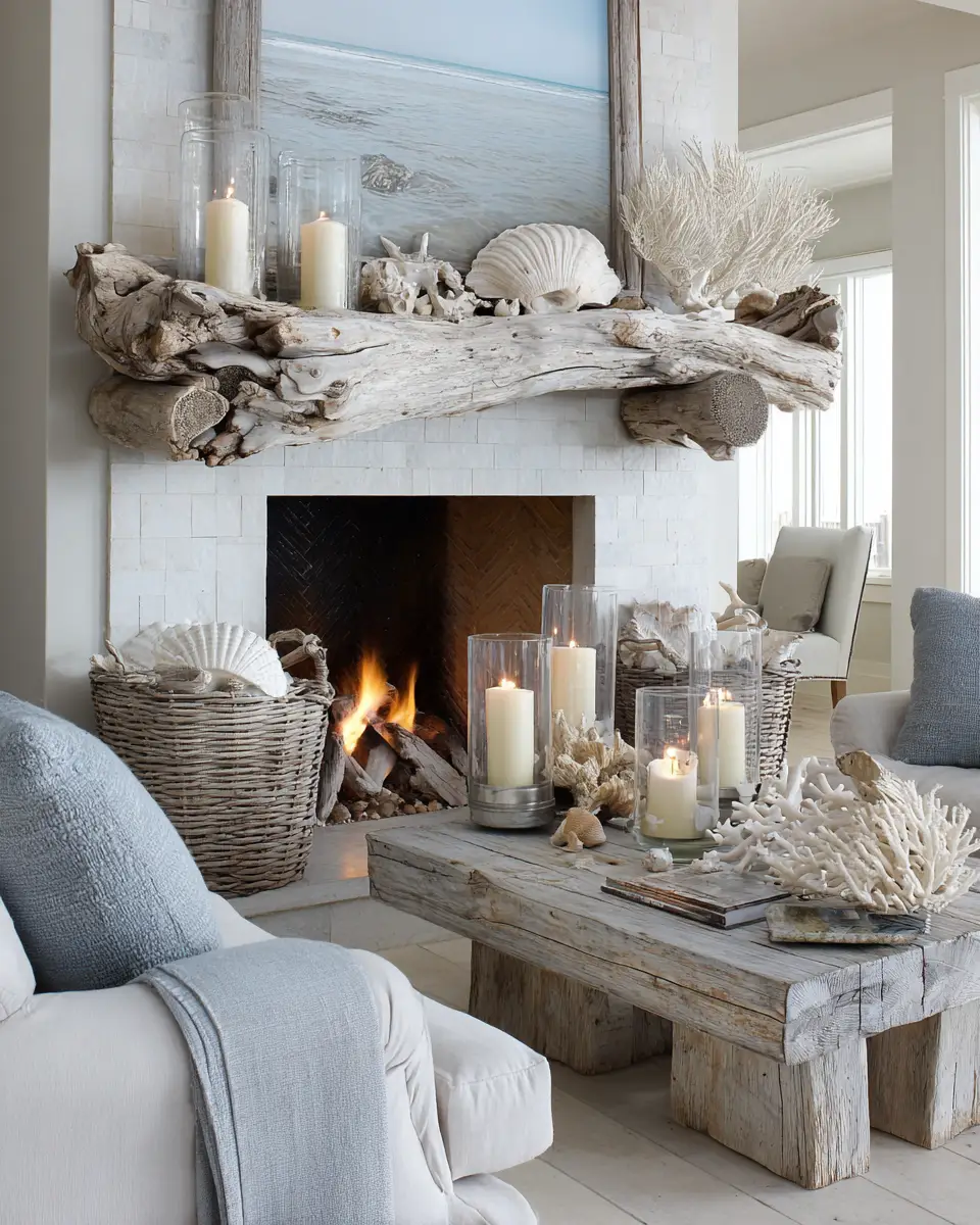 Natural Wood Coastal Living Room Decor Ideas