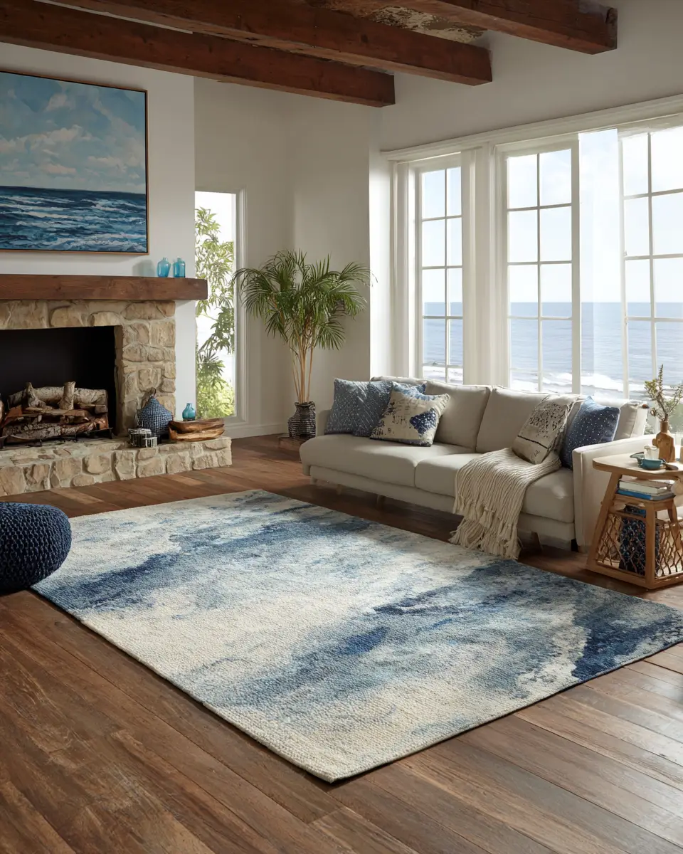 Natural Wood Coastal Living Room Decor Ideas