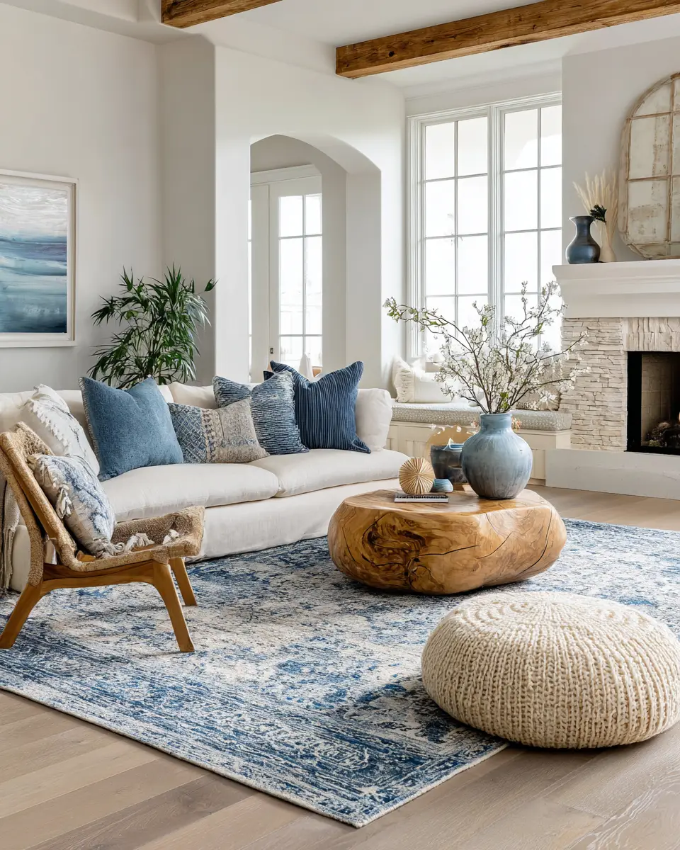 Natural Wood Coastal Living Room Decor Ideas