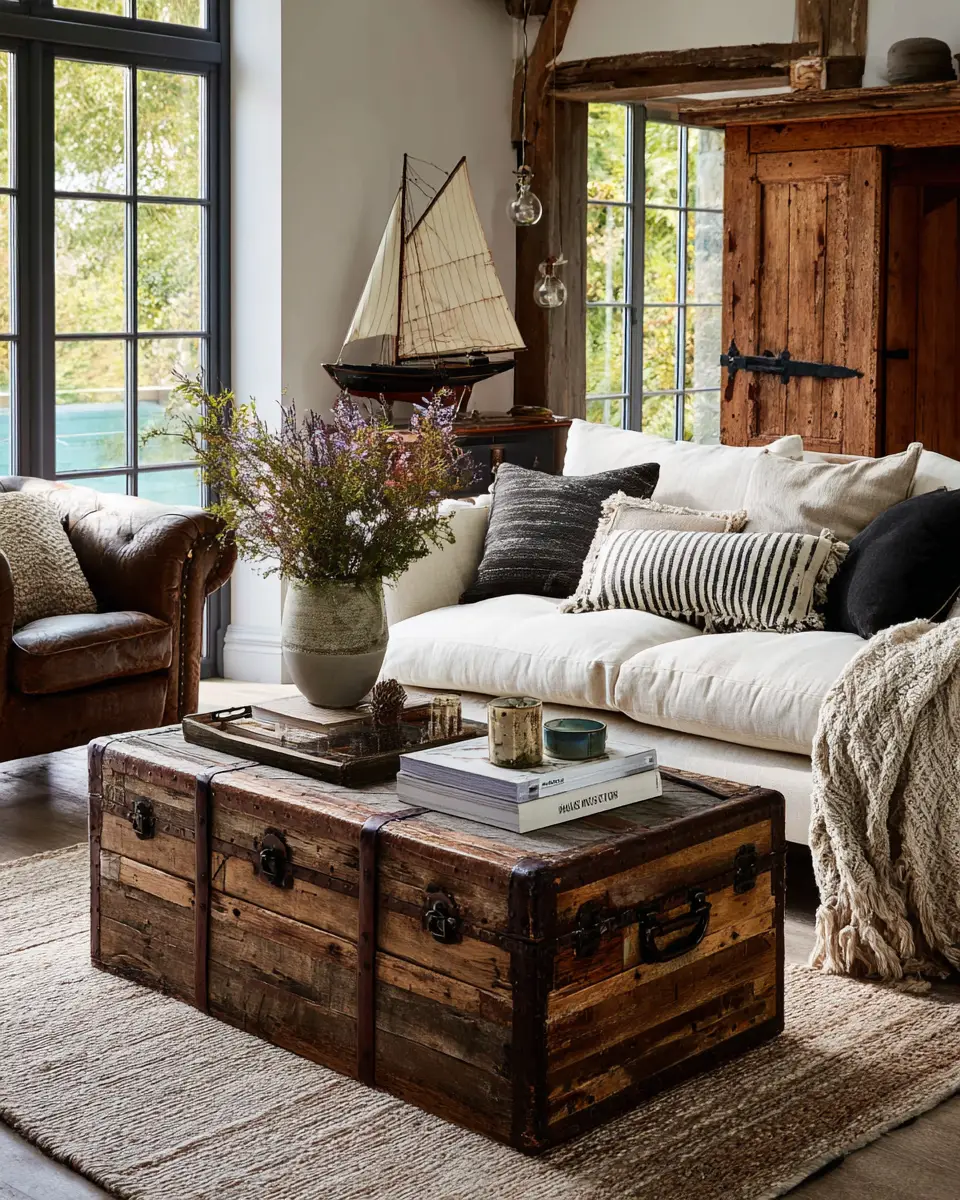 Natural Wood Coastal Living Room Decor Ideas