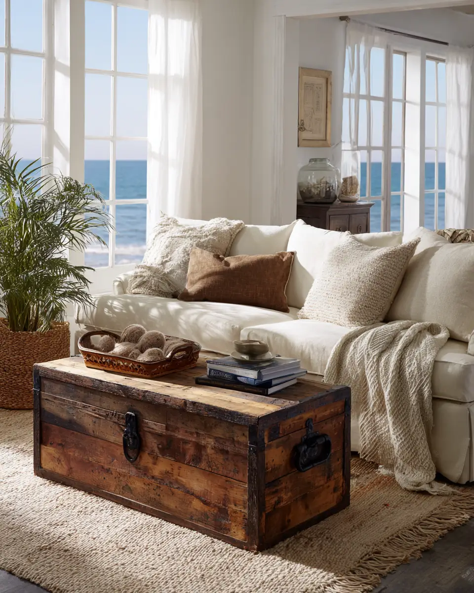 Natural Wood Coastal Living Room Decor Ideas