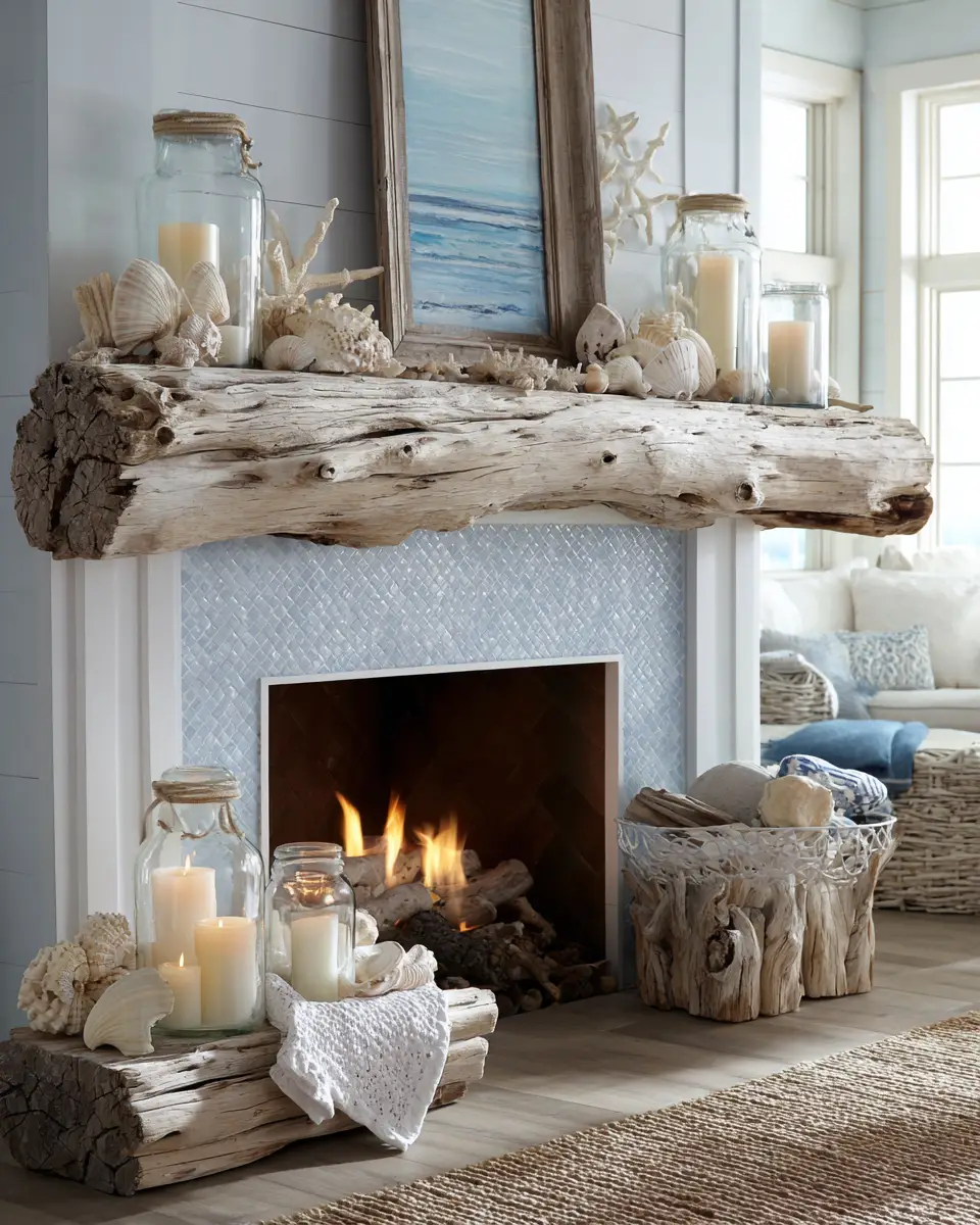 Natural Wood Coastal Living Room Decor Ideas