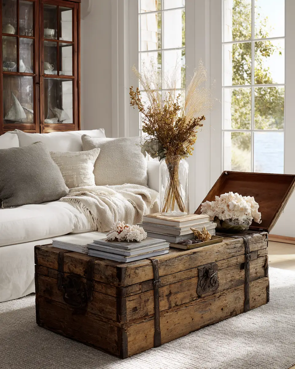 Natural Wood Coastal Living Room Decor Ideas