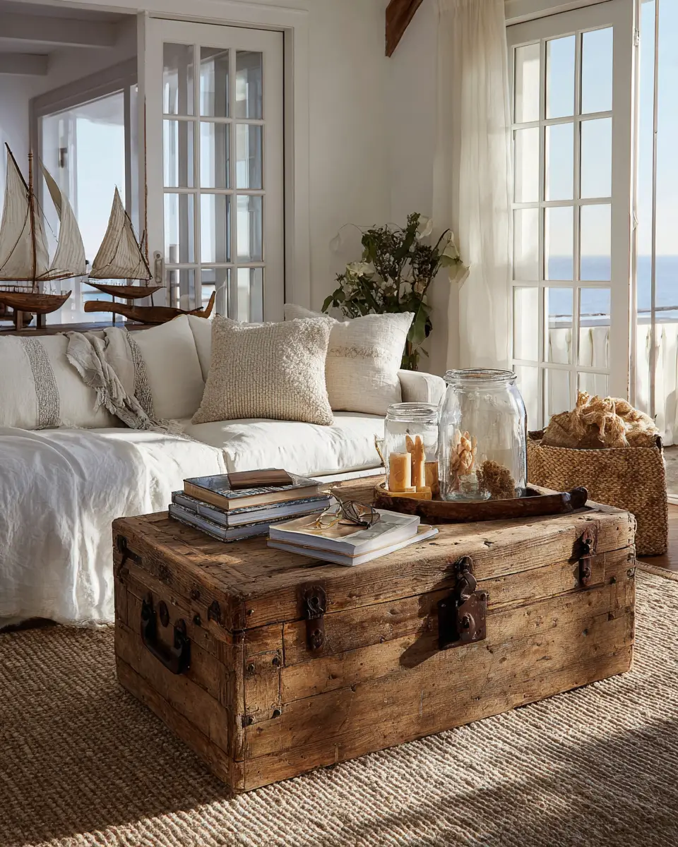 Natural Wood Coastal Living Room Decor Ideas