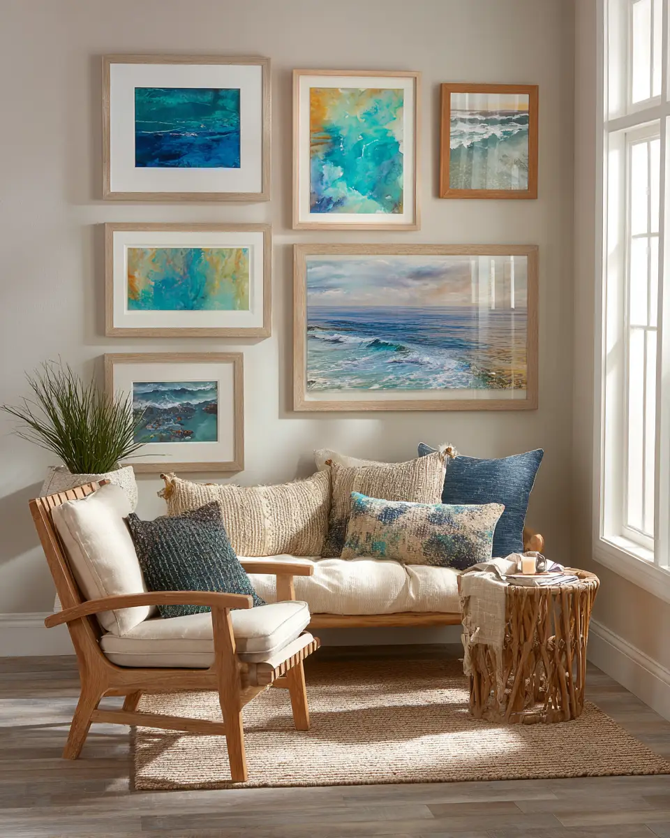 Natural Wood Coastal Living Room Decor Ideas