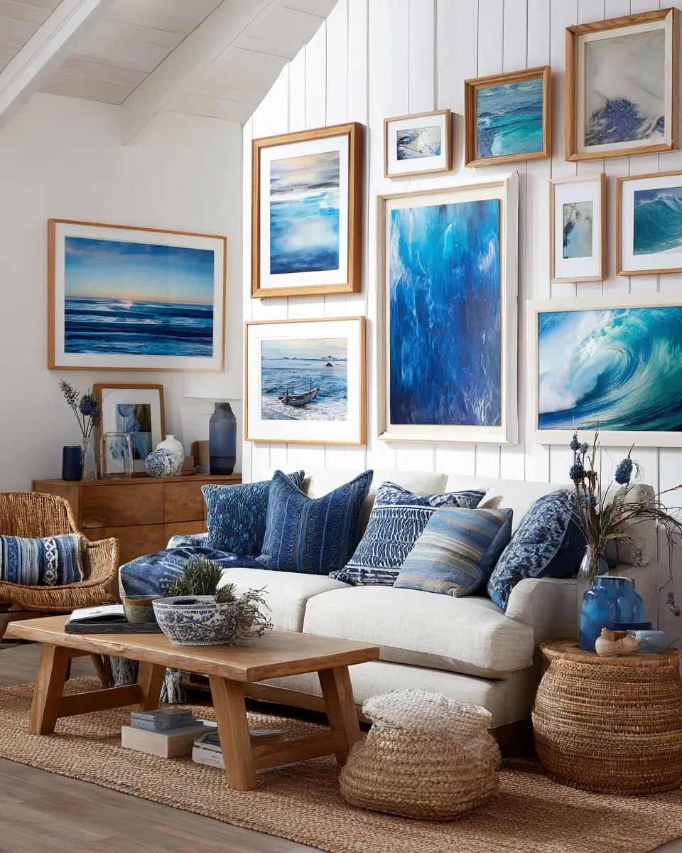 Natural Wood Coastal Living Room Decor Ideas