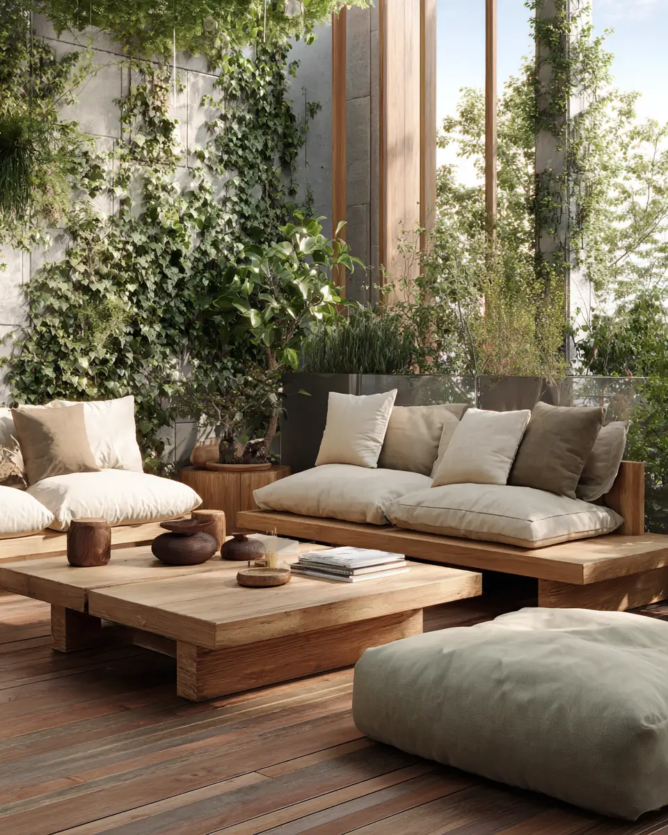 Natural Wood Contemporary Patio Decor Ideas - Featured