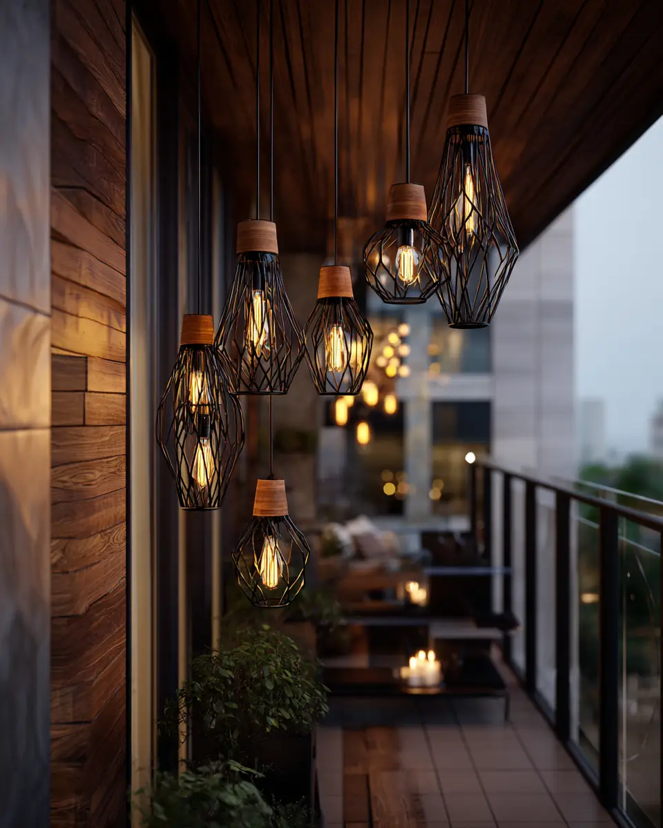 Natural Wood Industrial Balcony Decor Ideas