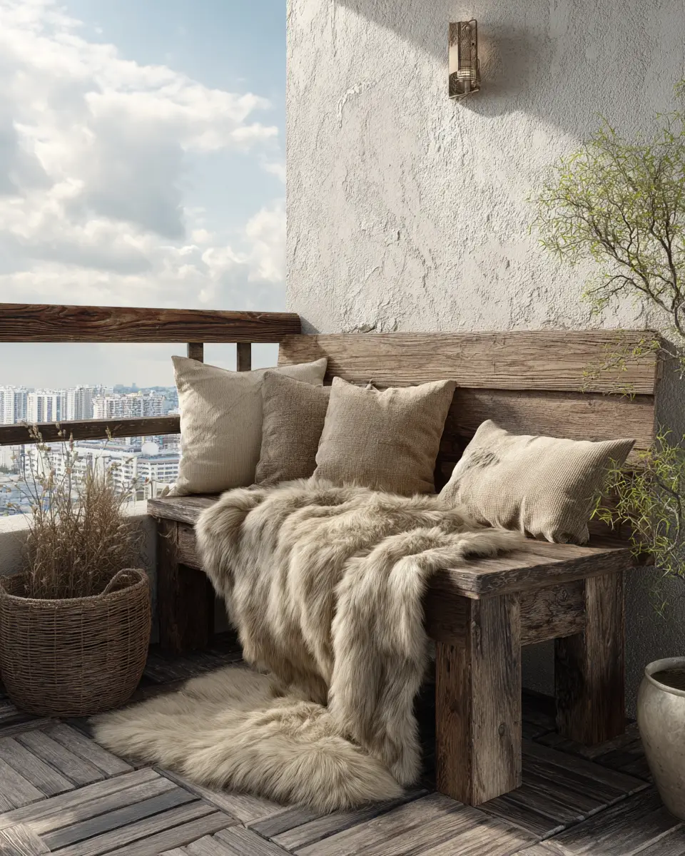 Natural Wood Industrial Balcony Decor Ideas