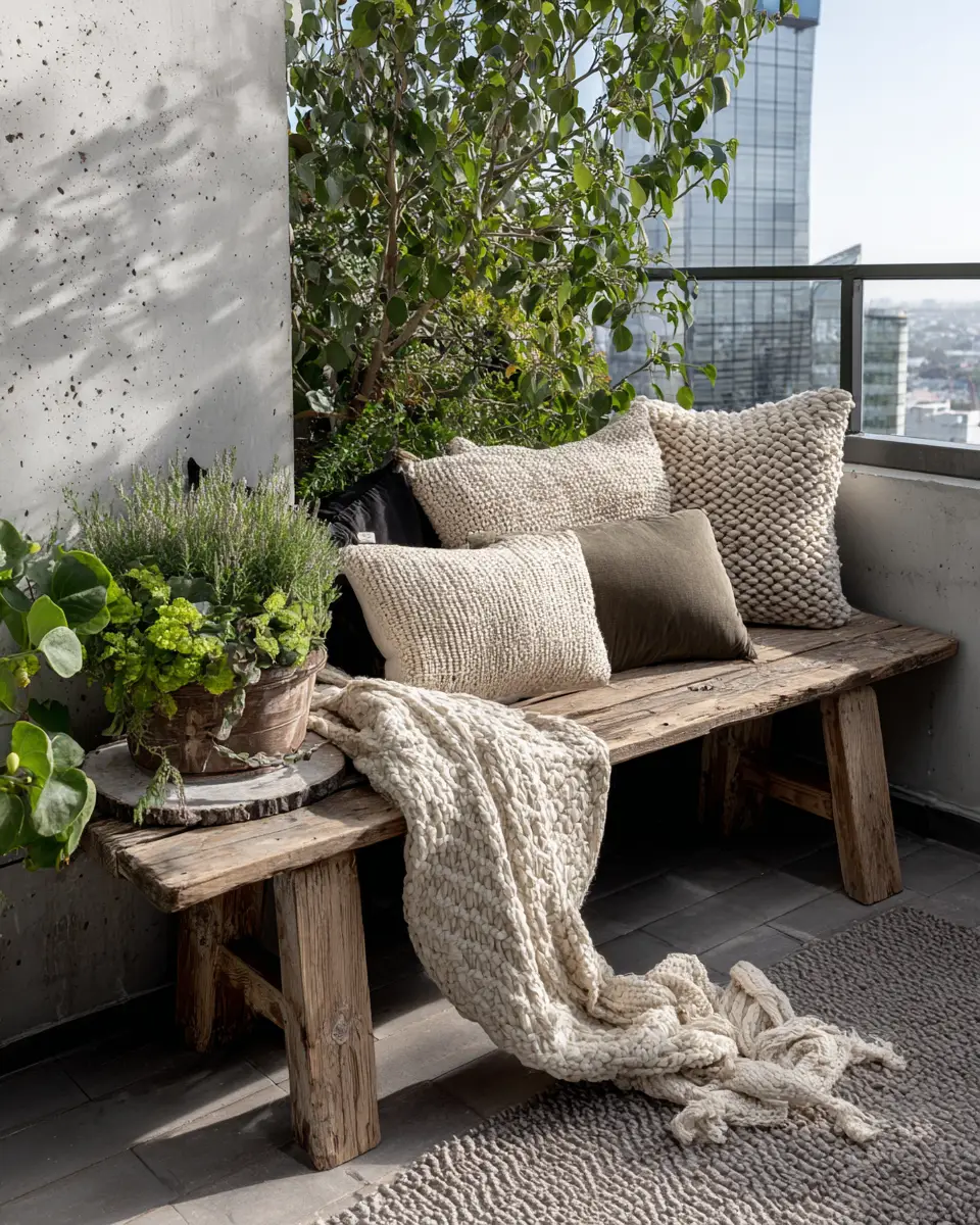 Natural Wood Industrial Balcony Decor Ideas