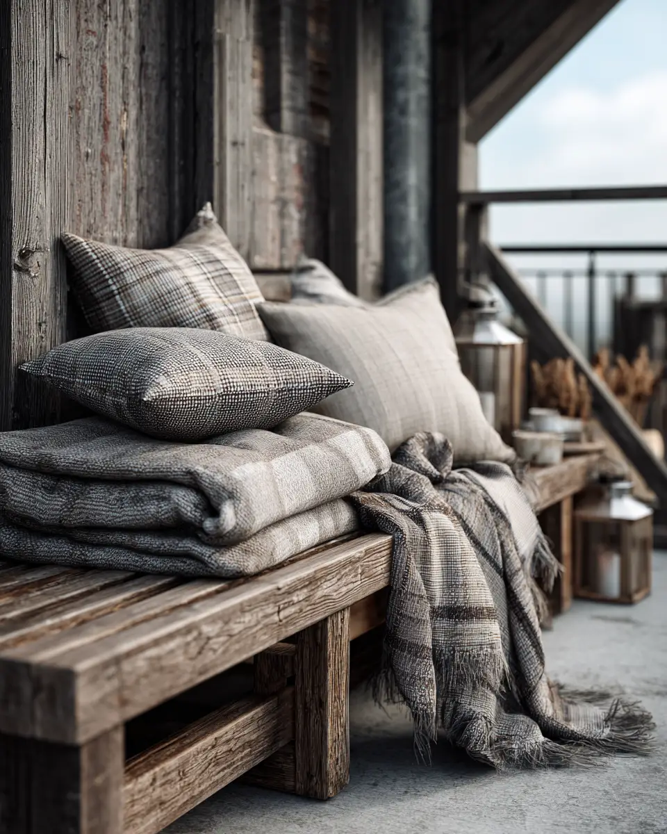 Natural Wood Industrial Balcony Decor Ideas