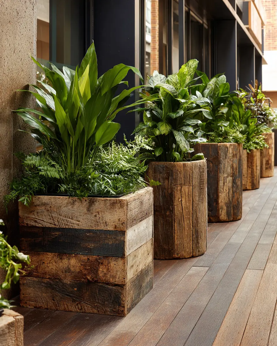 Natural Wood Industrial Balcony Decor Ideas