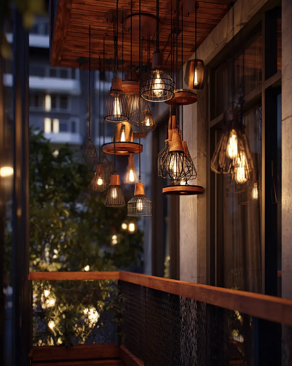 Natural Wood Industrial Balcony Decor Ideas