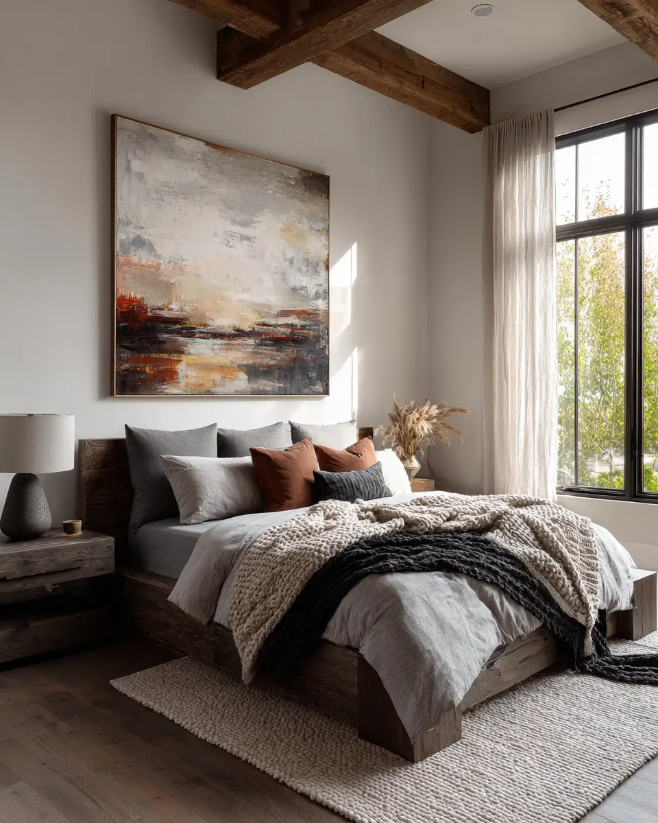 Natural Wood Industrial Bedroom Decor Ideas