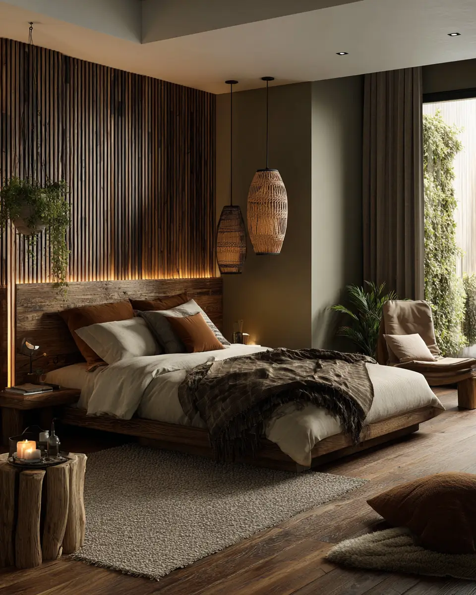 Natural Wood Industrial Bedroom Decor Ideas