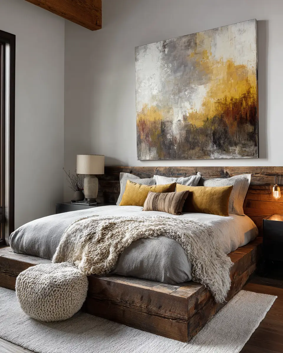 Natural Wood Industrial Bedroom Decor Ideas