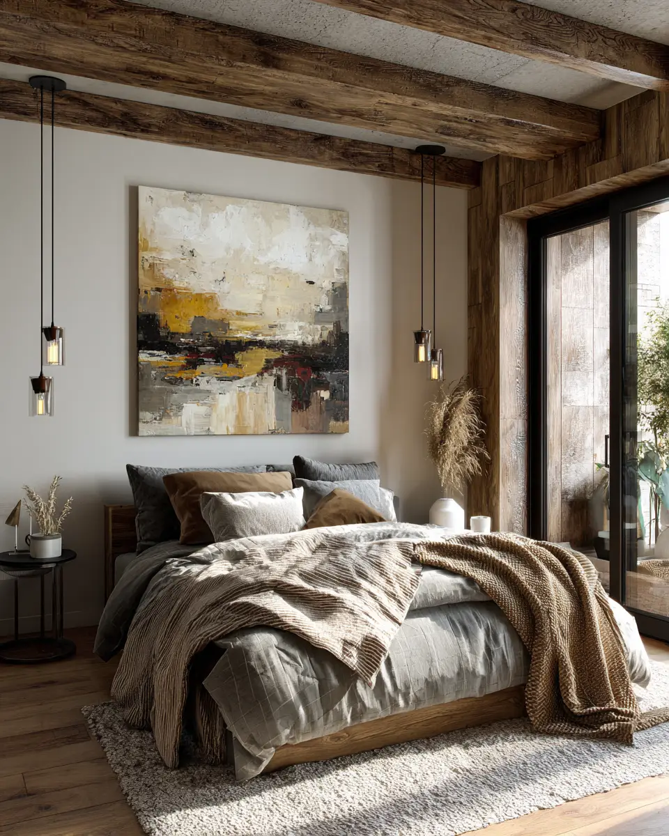 Natural Wood Industrial Bedroom Decor Ideas