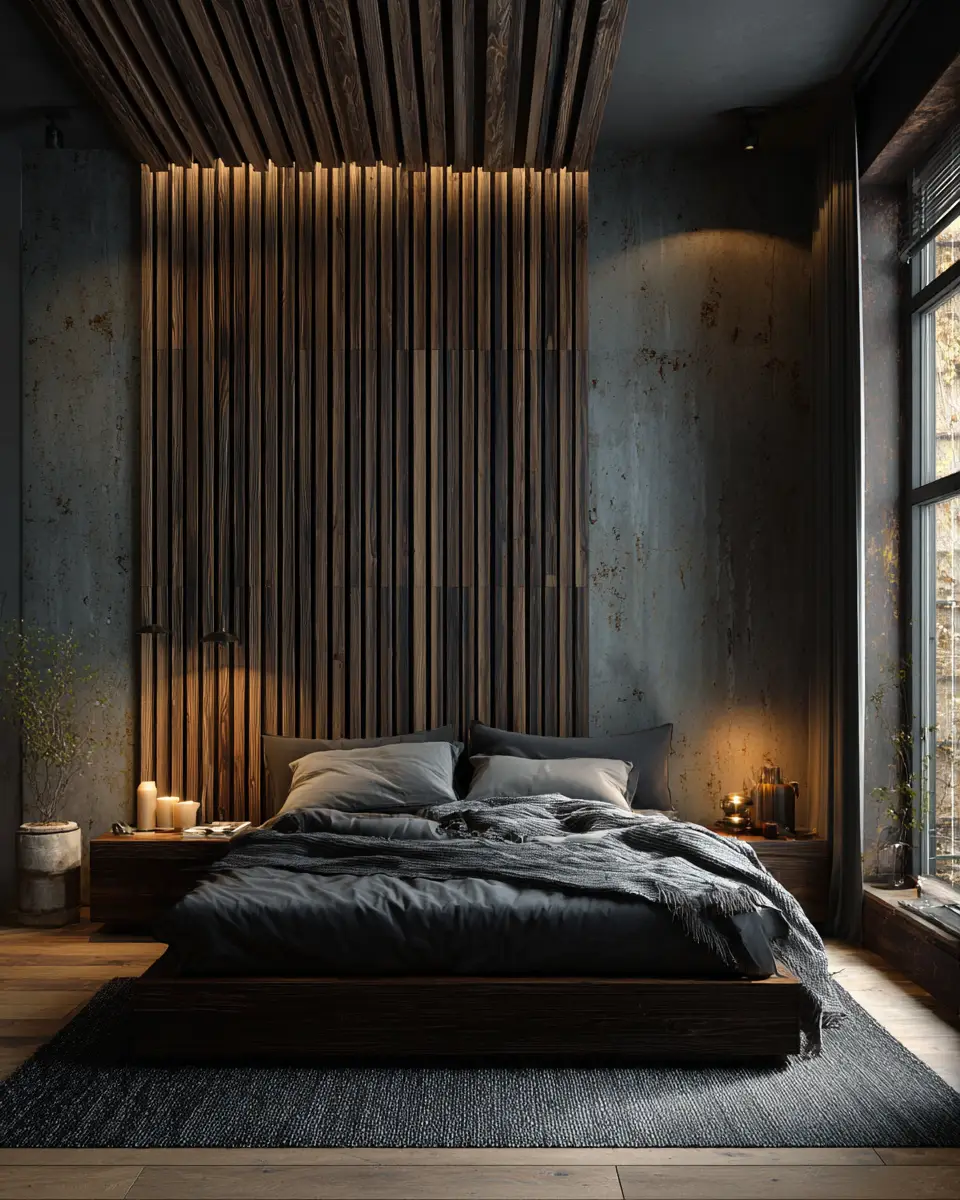 Natural Wood Industrial Bedroom Decor Ideas