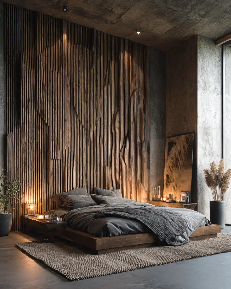 Natural Wood Industrial Bedroom Decor Ideas