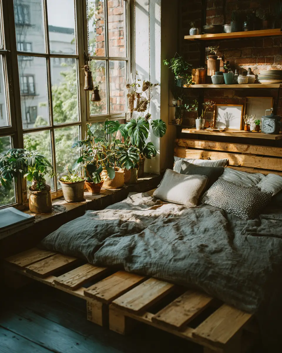 Natural Wood Industrial Bedroom Decor Ideas