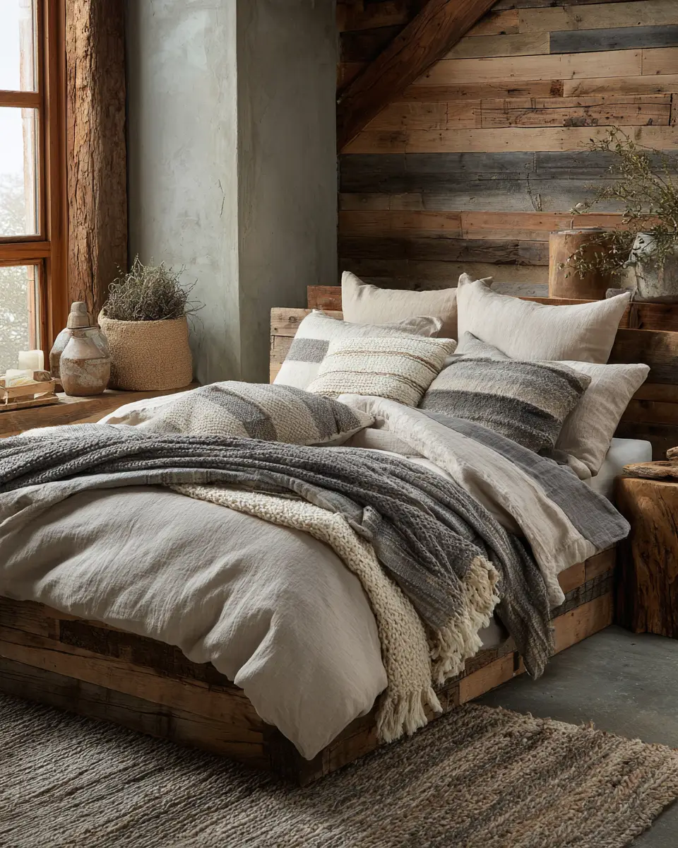 Natural Wood Industrial Bedroom Decor Ideas