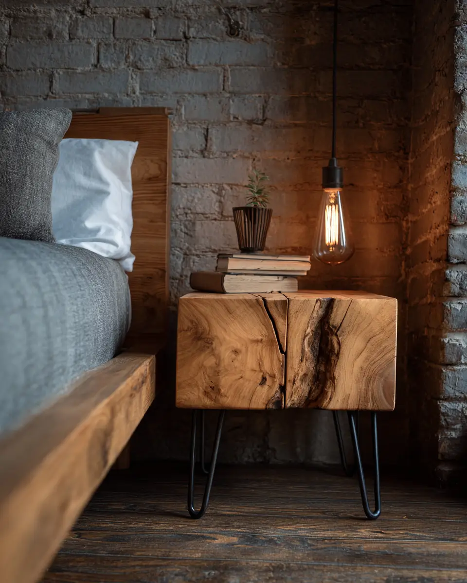 Natural Wood Industrial Bedroom Decor Ideas