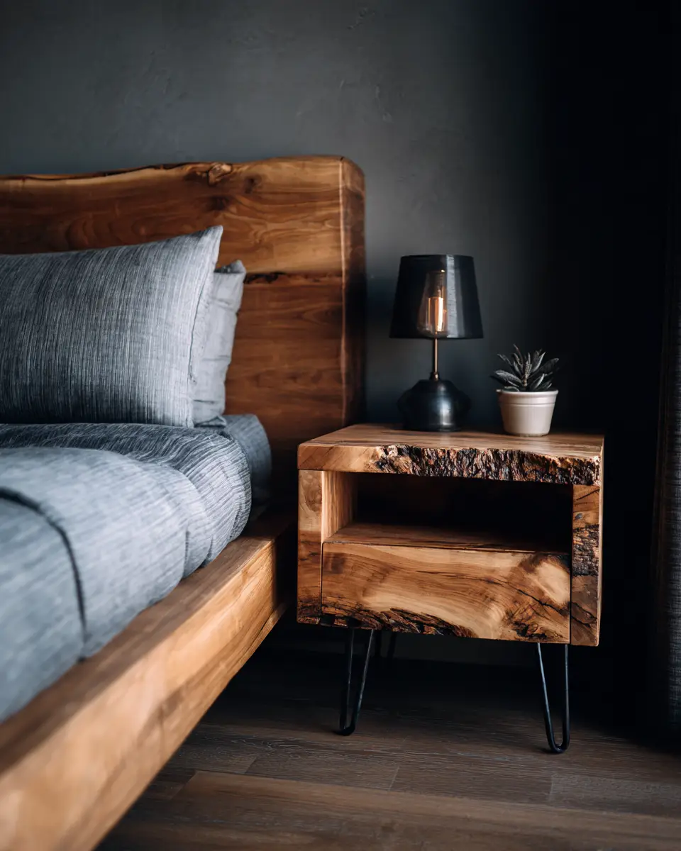 Natural Wood Industrial Bedroom Decor Ideas