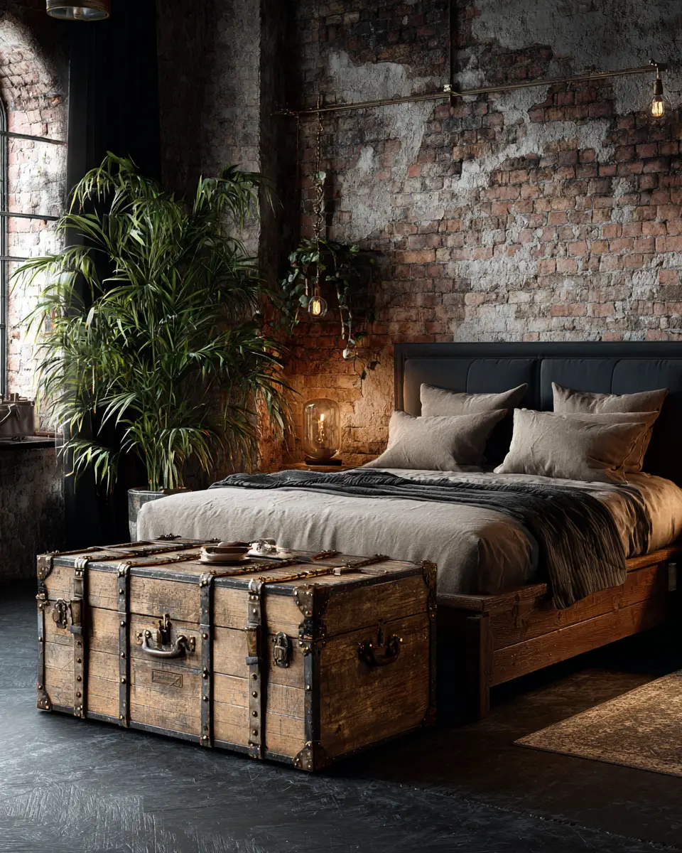 Natural Wood Industrial Bedroom Decor Ideas