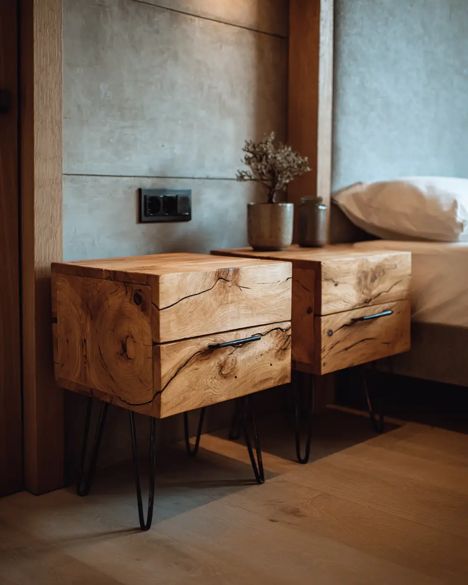 Natural Wood Industrial Bedroom Decor Ideas