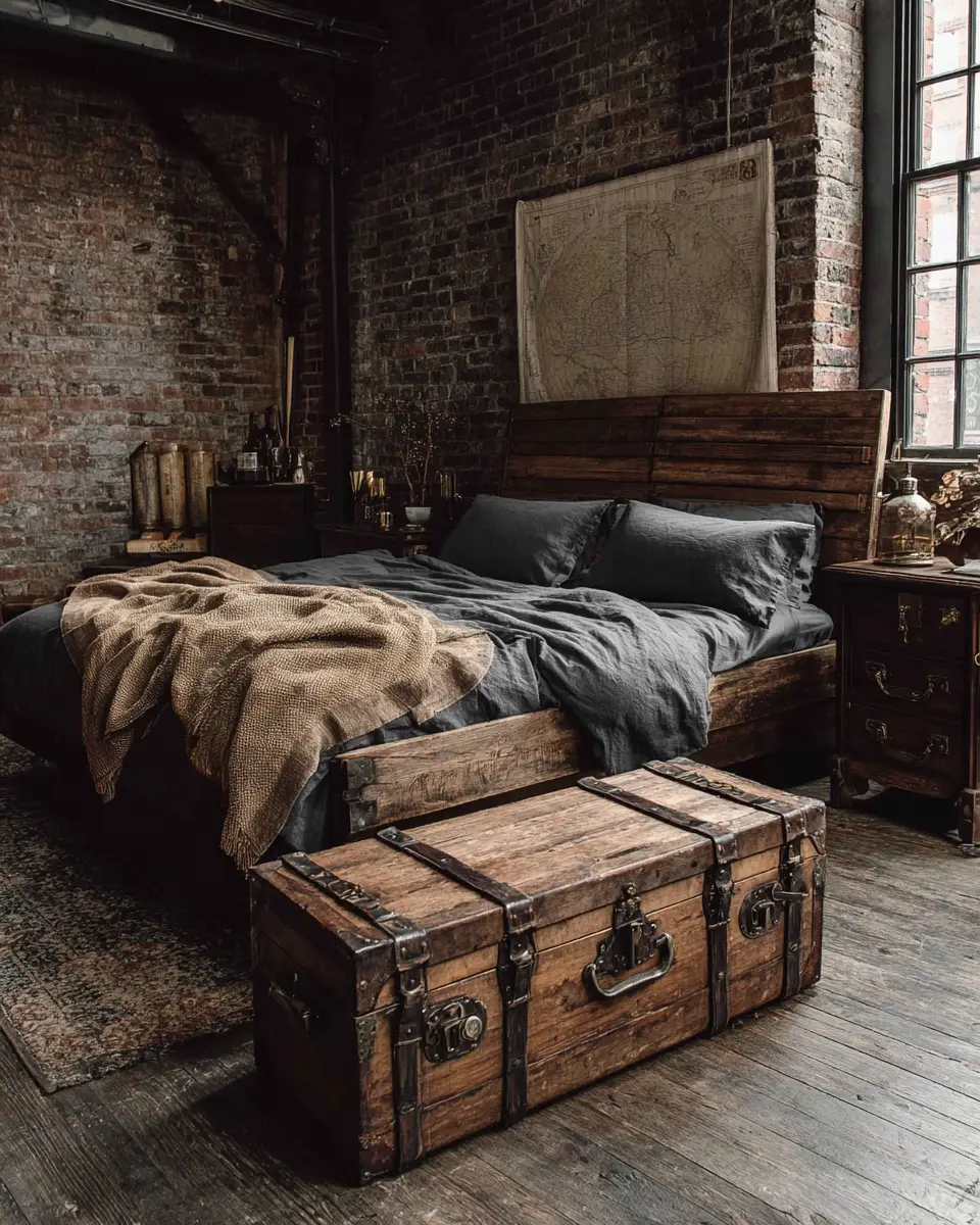 Natural Wood Industrial Bedroom Decor Ideas