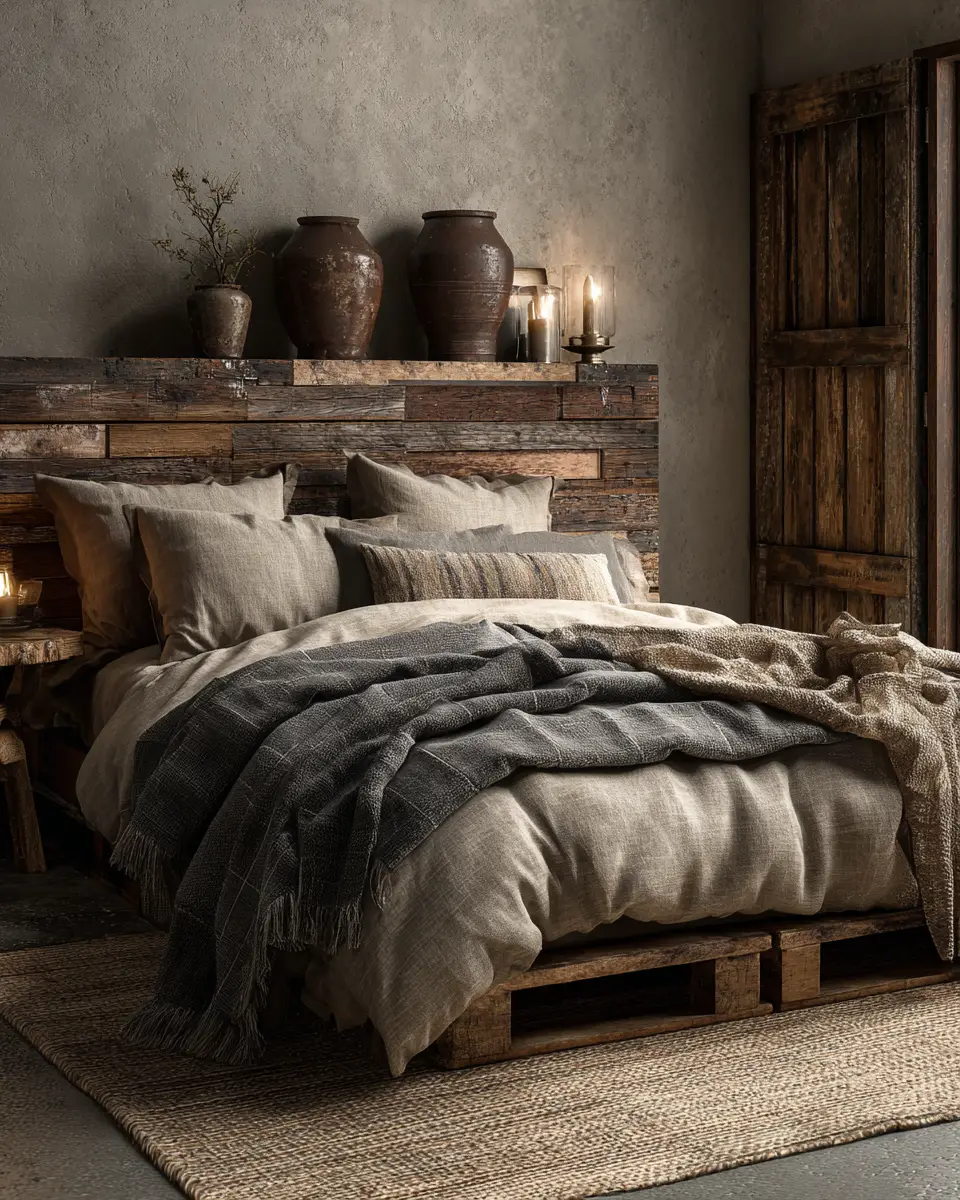 Natural Wood Industrial Bedroom Decor Ideas