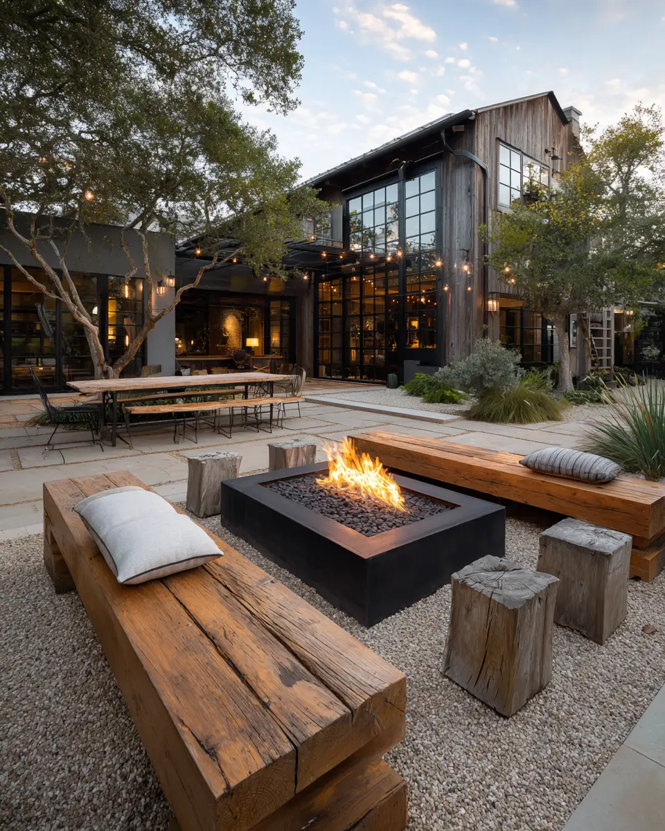 Natural Wood Industrial Patio Decor Ideas