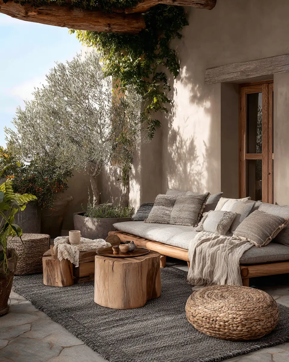 Natural Wood Industrial Patio Decor Ideas