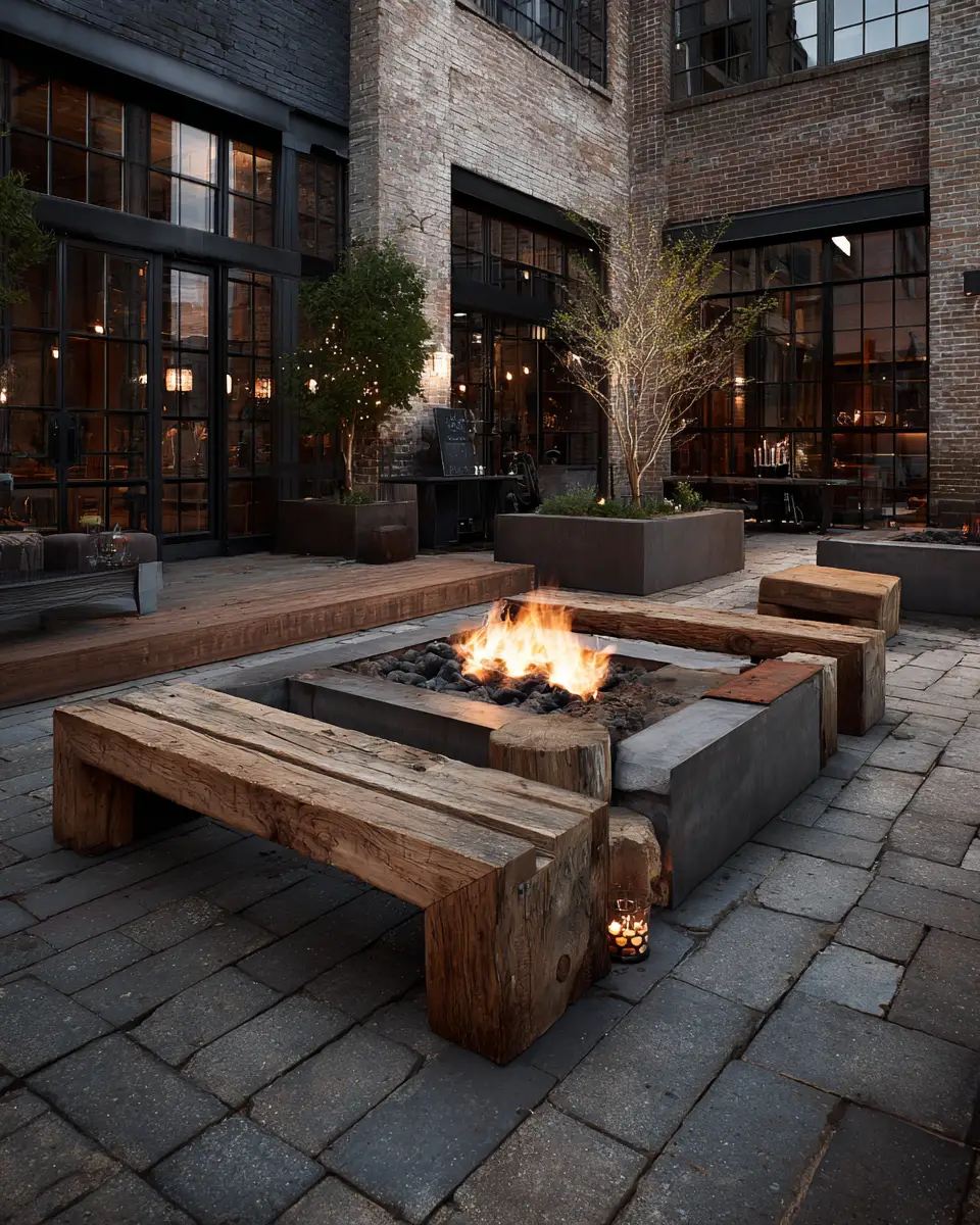 Natural Wood Industrial Patio Decor Ideas
