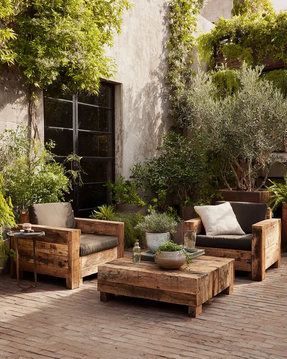 Natural Wood Industrial Patio Decor Ideas