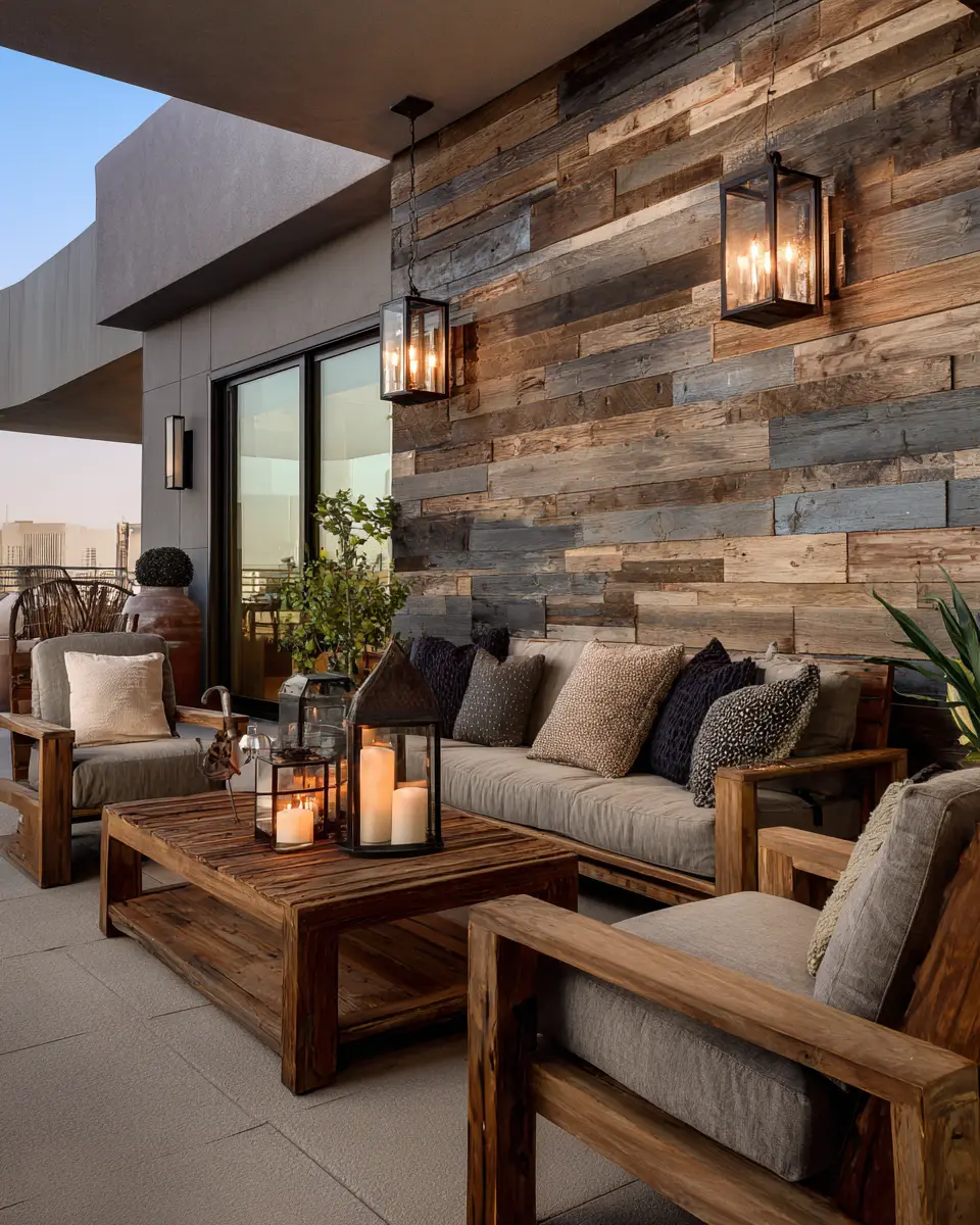 Natural Wood Industrial Patio Decor Ideas