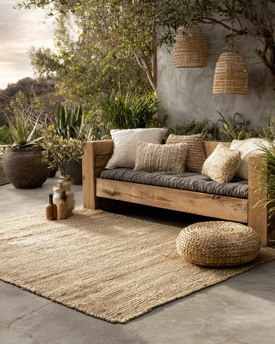 Natural Wood Industrial Patio Decor Ideas