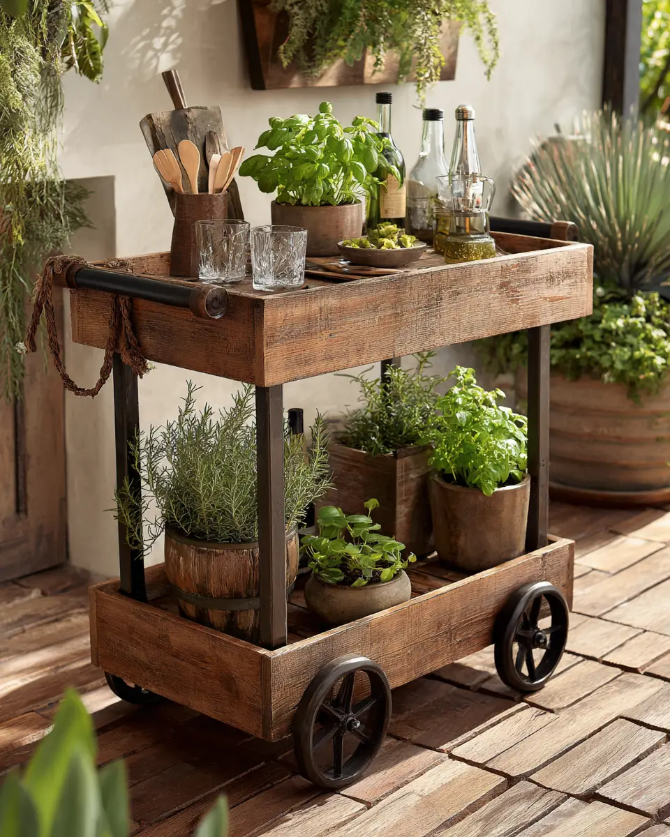 Natural Wood Industrial Patio Decor Ideas