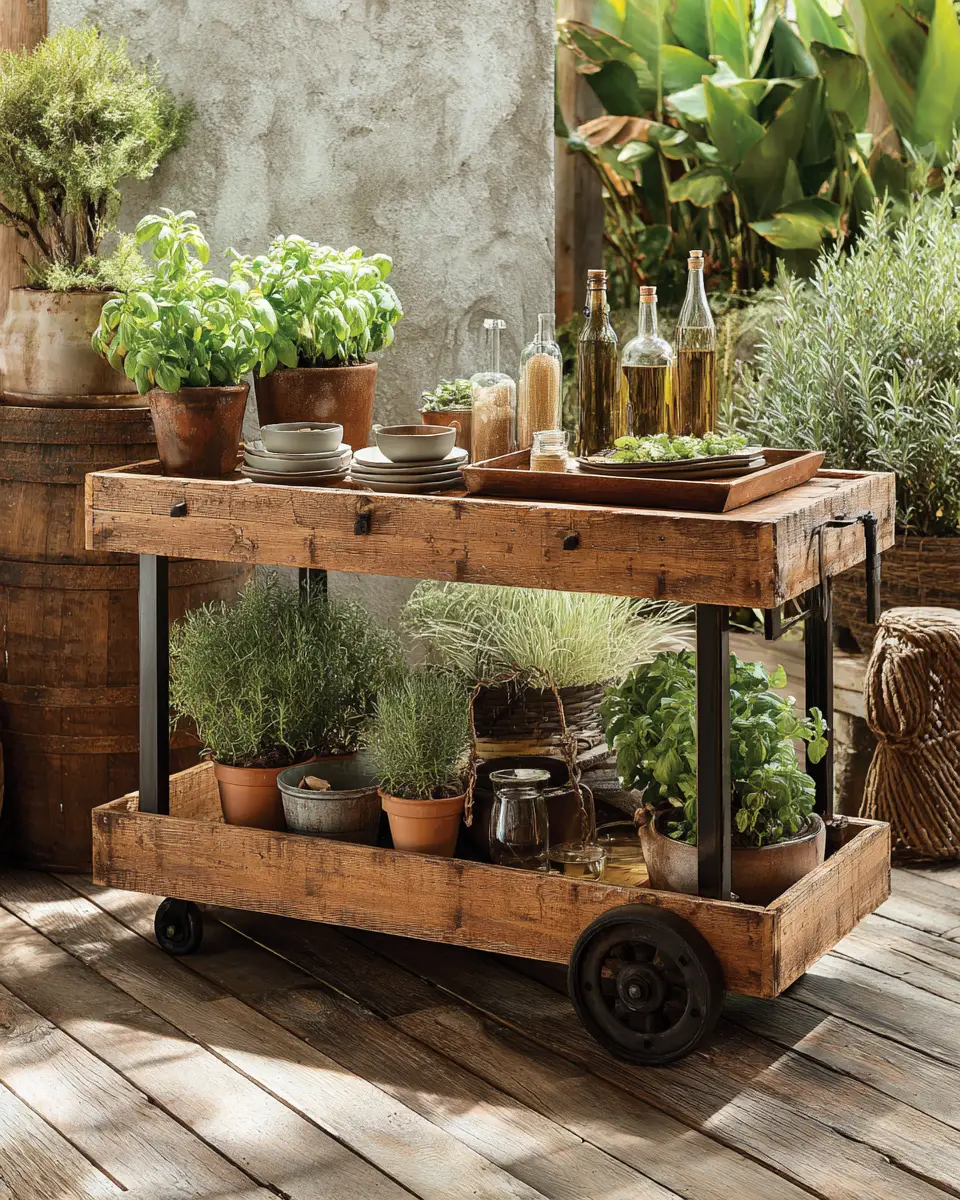 Natural Wood Industrial Patio Decor Ideas