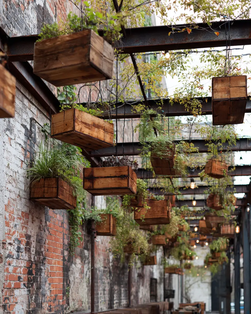 Natural Wood Industrial Patio Decor Ideas