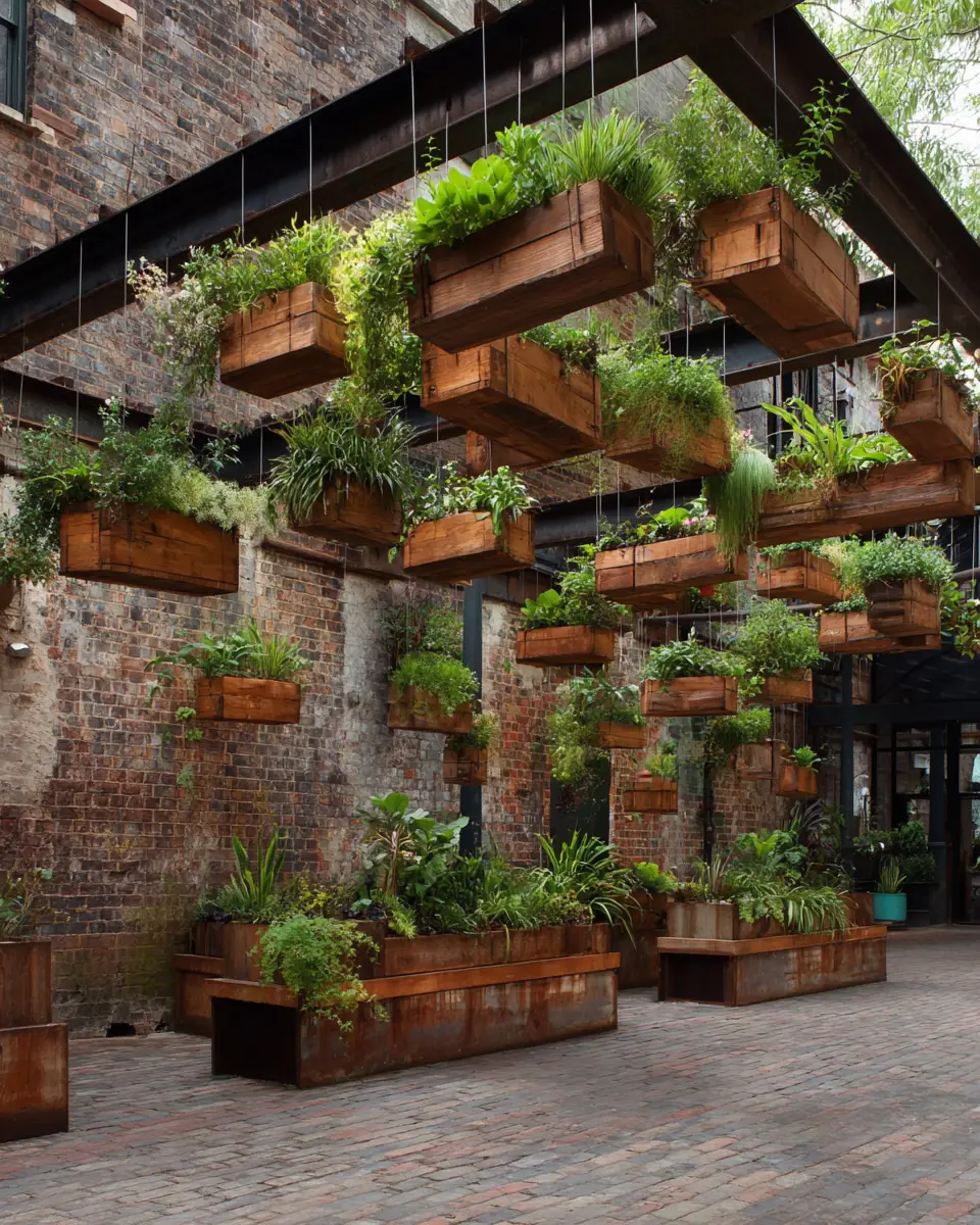 Natural Wood Industrial Patio Decor Ideas