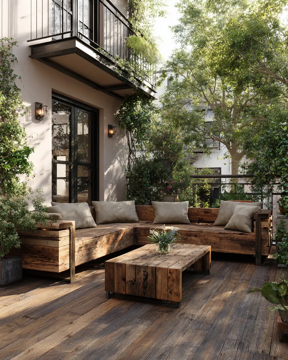 Natural Wood Industrial Patio Decor Ideas