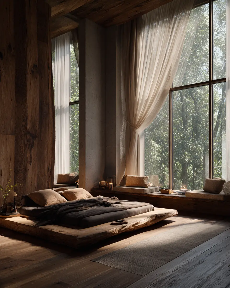 Natural Wood Japandi Bedroom Decor Ideas